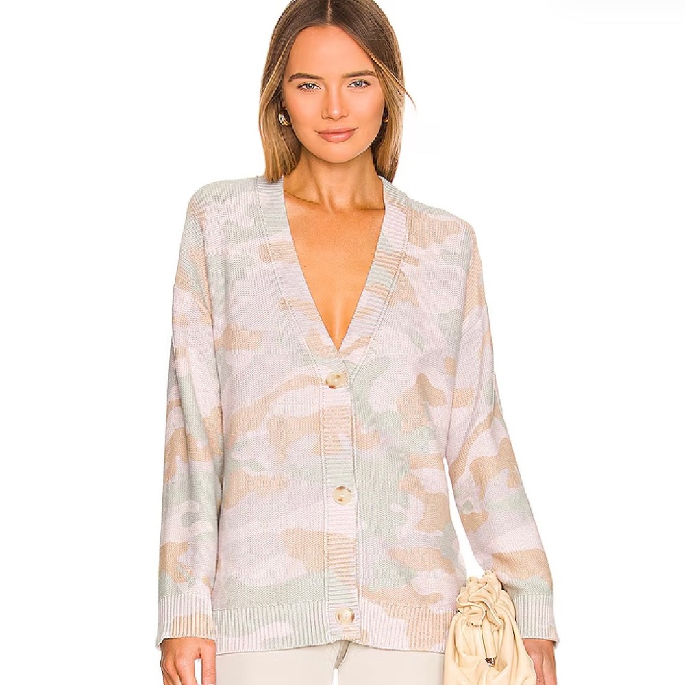 ATM Anthony Thomas Melillo Camo Printed Cotton Cashmere Cardigan Multi SZ S